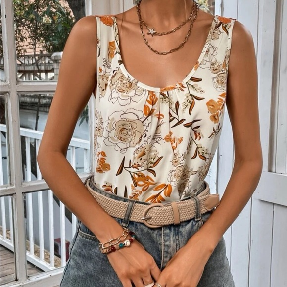 SOLD OUT Boho orange lace detail back cami top - Picture 3 of 5